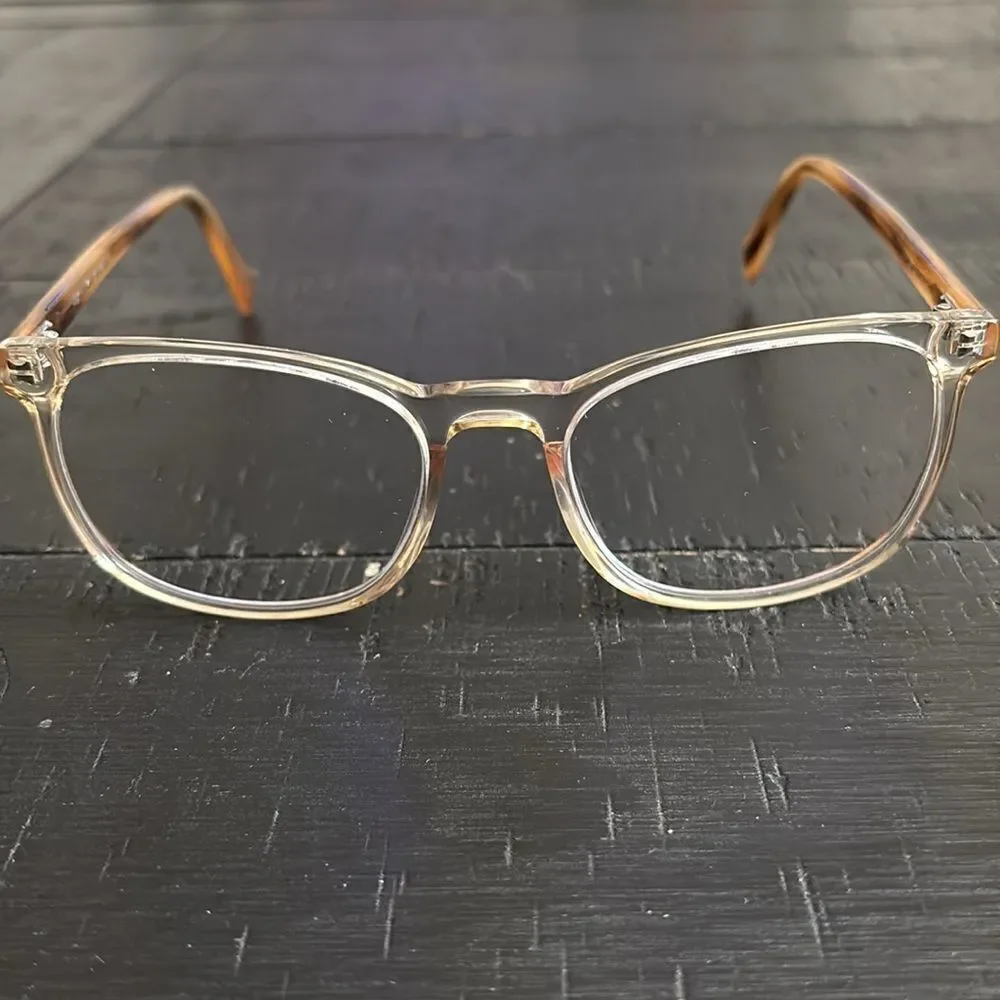 Warby Parker Bodie Crystal with English Oak Frame Prescription Glasses Unisex​